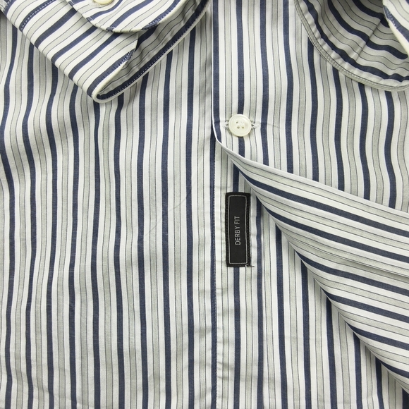 Salvatore Ferragamo Italy Luxury Striped Dress Shirt Blue & White Classic - Picture 4 of 13
